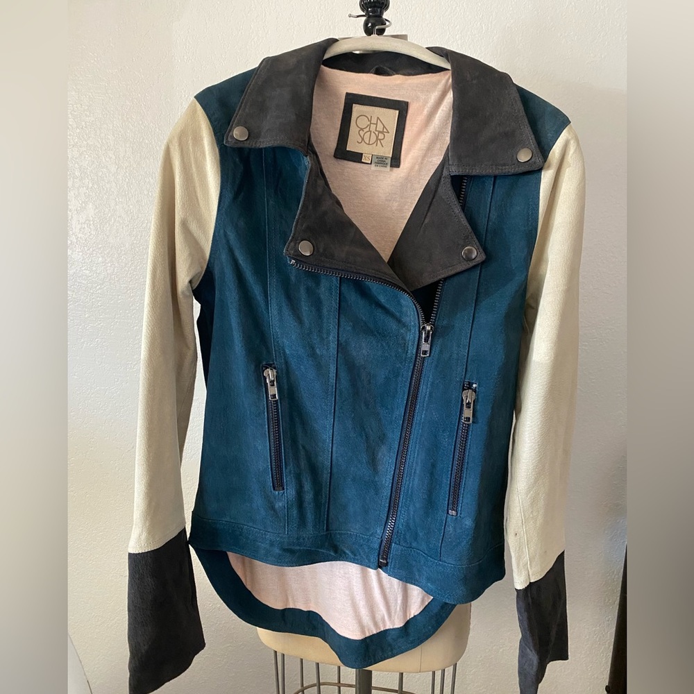 Chaser lined motorcycle suede jacket